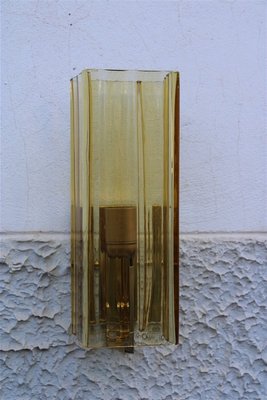 Square Brass and Yellow Murano Glass Sconce from Mazzega, 1970s-EH-686058