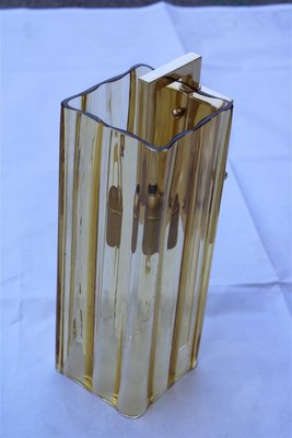 Square Brass and Yellow Murano Glass Sconce from Mazzega, 1970s-EH-686058