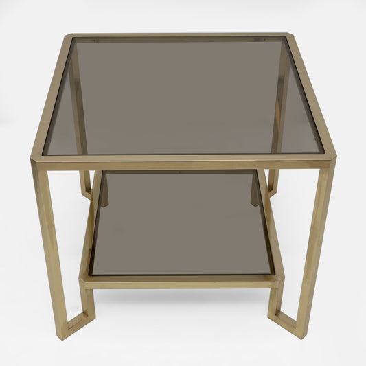 Square Brass Coffee Table ny Guy Lefevre for Maison Jansen, France, 1970s