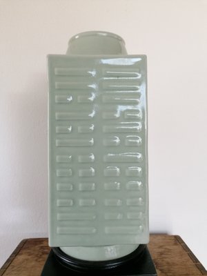 Square Celadon Glazed Trigram Cong Vase, 20th Century-GO-980570