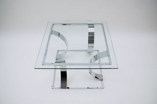 Square Chrome Coffee Table, 1970s, Italy-KQB-989146