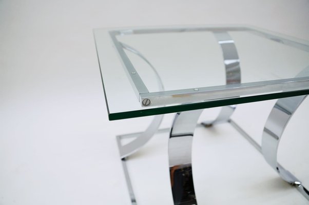 Square Chrome Coffee Table, 1970s, Italy-KQB-989146