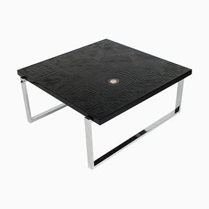 Square Coffee Table in Black Resin with Inlay in Agate-NJJ-955139