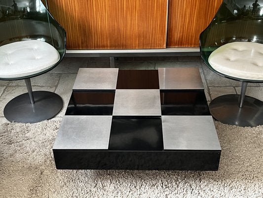 Square Coffee Table in Lacquered Steel and Brushed by Mario Sabot, 1970s-SSK-1705218