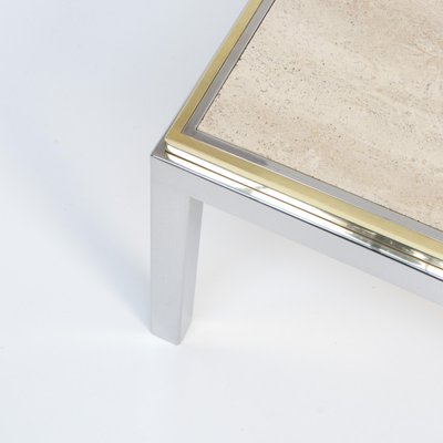 Square Coffee Table with Travertine Top from Reggiani, 1970s-VT-639821