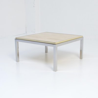 Square Coffee Table with Travertine Top from Reggiani, 1970s-VT-639821