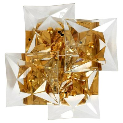 Square Crystal & Gold-Plated Sconces from Kinkeldey, Germany, 1970s-VDW-950177