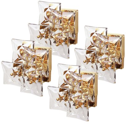 Square Crystal & Gold-Plated Sconces from Kinkeldey, Germany, 1970s-VDW-950177