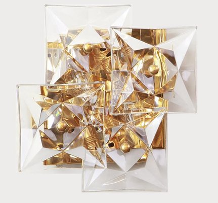 Square Crystal & Gold-Plated Sconces from Kinkeldey, Germany, 1970s-VDW-950177