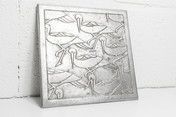 Square Dish with Silver Storks, 1960s-VQY-1744144