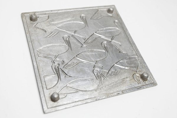 Square Dish with Silver Storks, 1960s-VQY-1744144