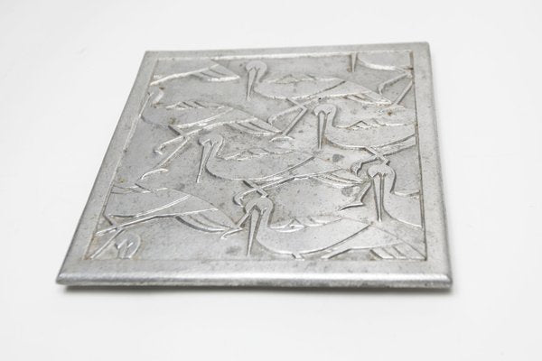 Square Dish with Silver Storks, 1960s-VQY-1744144