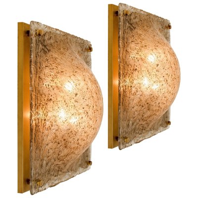 Square Domed Murano Wall Light with Smokey Glass and Brass-VDW-839064