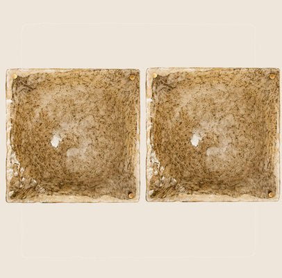 Square Domed Murano Wall Light with Smokey Glass and Brass-VDW-839064