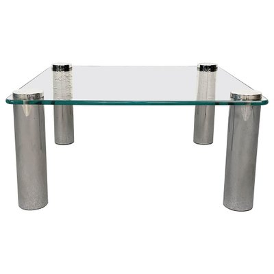 Square Glass and Chrome Coffee Table by Marco Zanuso for Zanotta, Italy, 1960s-JDR-1126255