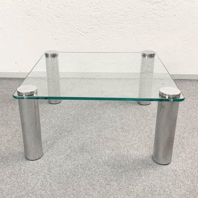 Square Glass and Chrome Coffee Table by Marco Zanuso for Zanotta, Italy, 1960s-JDR-1126255