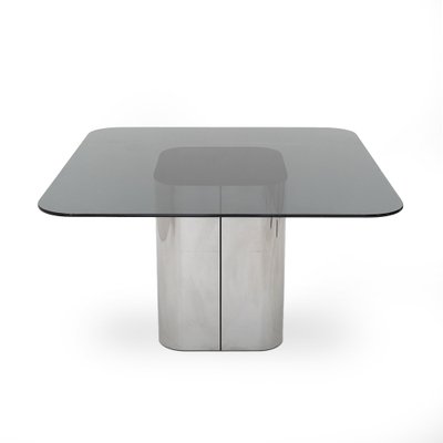 Square Glass and Steel Table by Marco Zanuso for Elam, 1970s-EZ-2041233