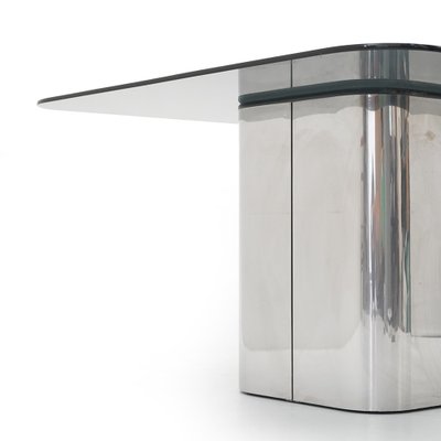 Square Glass and Steel Table by Marco Zanuso for Elam, 1970s-EZ-2041233