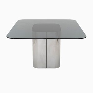 Square Glass and Steel Table by Marco Zanuso for Elam, 1970s-EZ-2041233