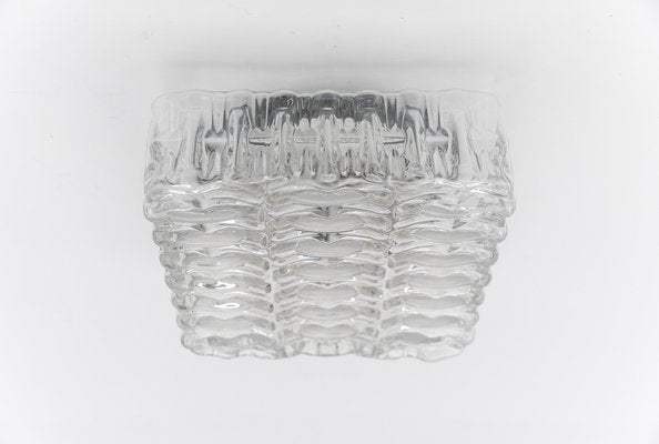 Square Glass Flush Mount or Wall Lamp, 1960s-KQB-1818315