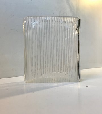 Square Glass Vase with White Stripes from Orrefors, 1970s-LCR-1001946