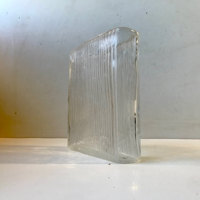 Square Glass Vase with White Stripes from Orrefors, 1970s-LCR-1001946