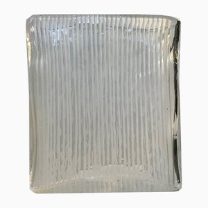 Square Glass Vase with White Stripes from Orrefors, 1970s-LCR-1001946