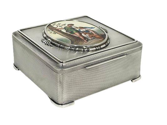 Square Guilloche Silver Jewelry Box-UCH-1321754