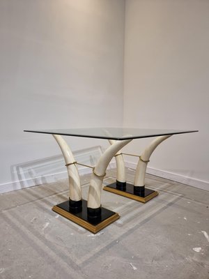 Square Italian Faux Tusk Dining Table, 1970s-GNW-1183026