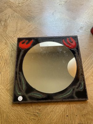 Square Lava Ceramic Mirror with Tulip Decoration-TEP-1321787