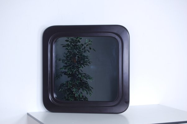 Square Mirror with Lacquered Wooden Frame, 1970s-XSG-1010295