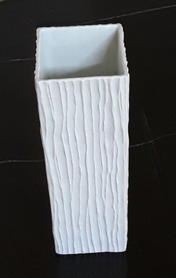 Square Relief Flower Vase in White Bisque Porcelain by Hutschenreuther, Hohenberg, 1960s-HOI-1408804