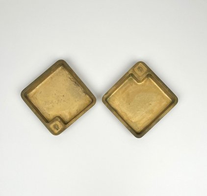 Square Solid Brass Ashtrays, Italy, 1960s, Set of 2-LYQ-1321729