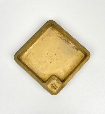 Square Solid Brass Ashtrays, Italy, 1960s, Set of 2-LYQ-1321729