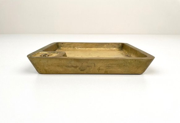 Square Solid Brass Ashtrays, Italy, 1960s, Set of 2-LYQ-1321729