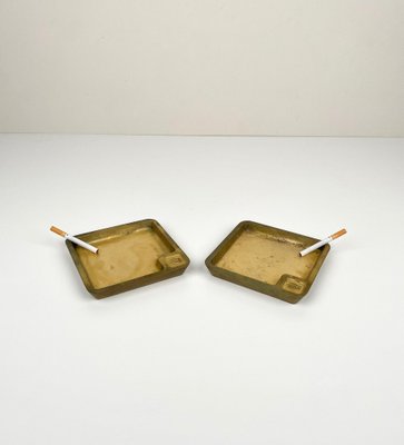 Square Solid Brass Ashtrays, Italy, 1960s, Set of 2-LYQ-1321729