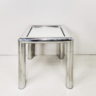 Square Steel and Mirror Coffee Table by Renato Zevi, 1970s-PRS-1289780