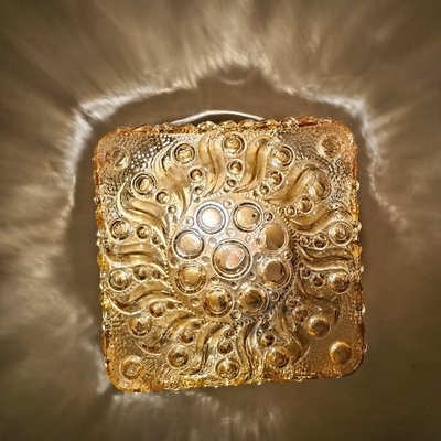 Square Sun Amber Bubble Glass Wall Light by Helena Tynell, 1970-VDW-2016901