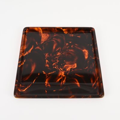 Square Tortoiseshell Effect Acrylic Serving Tray by Christian Dior, Italy, 1970s-JDR-1798569