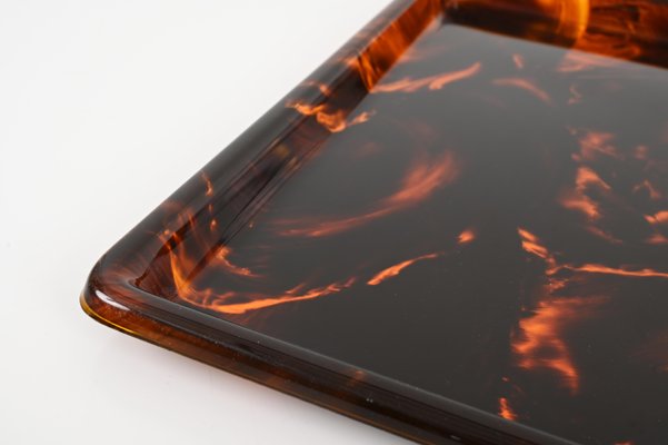 Square Tortoiseshell Effect Acrylic Serving Tray by Christian Dior, Italy, 1970s-JDR-1798569