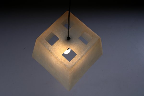 Square Transparent Fiberglass Look Pendant Lamp attributed to Roche Bobois, 1990s-XT-2028279