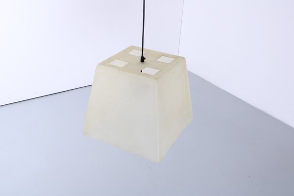 Square Transparent Fiberglass Look Pendant Lamp attributed to Roche Bobois, 1990s-XT-2028279