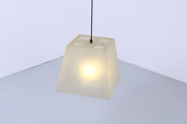 Square Transparent Fiberglass Look Pendant Lamp attributed to Roche Bobois, 1990s-XT-2028279