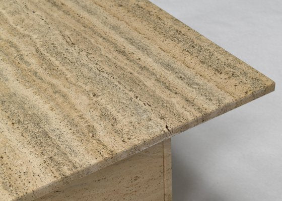 Square Travertine Coffee Table in the Style of Up&Up Mangiarotti, Italy, 1970s-TE-892945