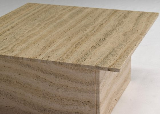 Square Travertine Coffee Table in the Style of Up&Up Mangiarotti, Italy, 1970s-TE-892945