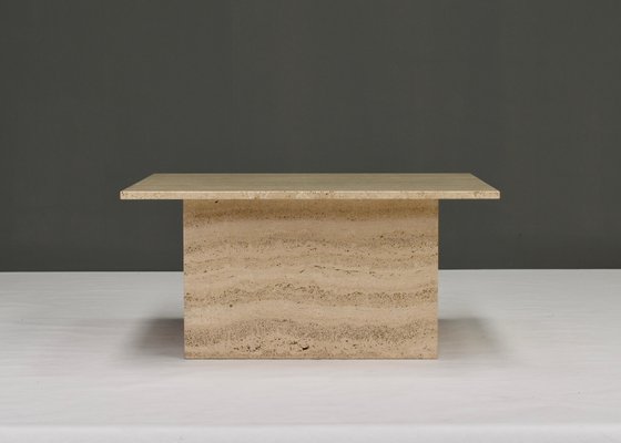 Square Travertine Coffee Table in the Style of Up&Up Mangiarotti, Italy, 1970s-TE-892945