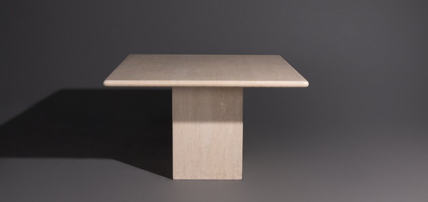 Square Travertine Dining Table, 1970s-UQV-1261301