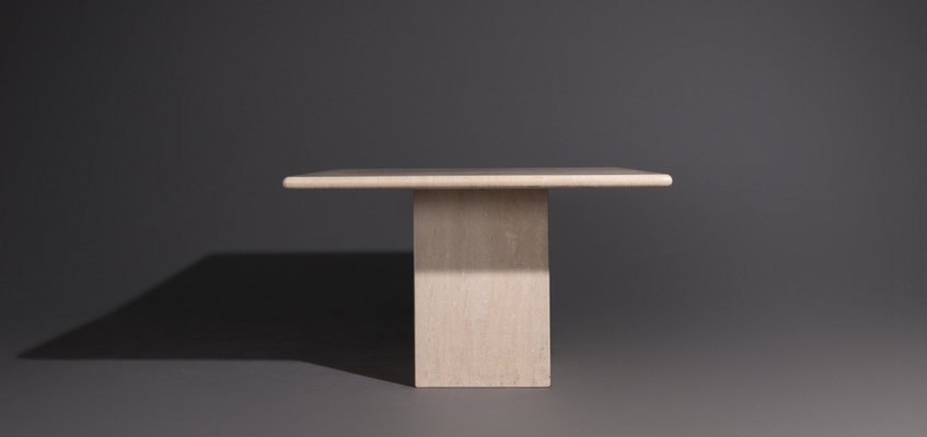 Square Travertine Dining Table, 1970s-UQV-1261301