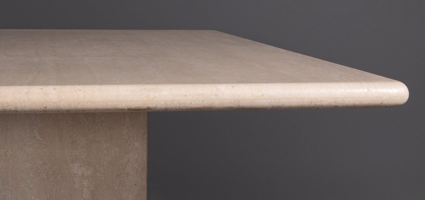 Square Travertine Dining Table, 1970s-UQV-1261301