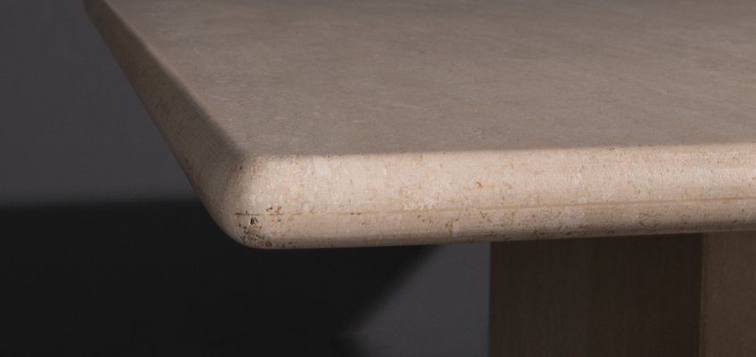 Square Travertine Dining Table, 1970s-UQV-1261301